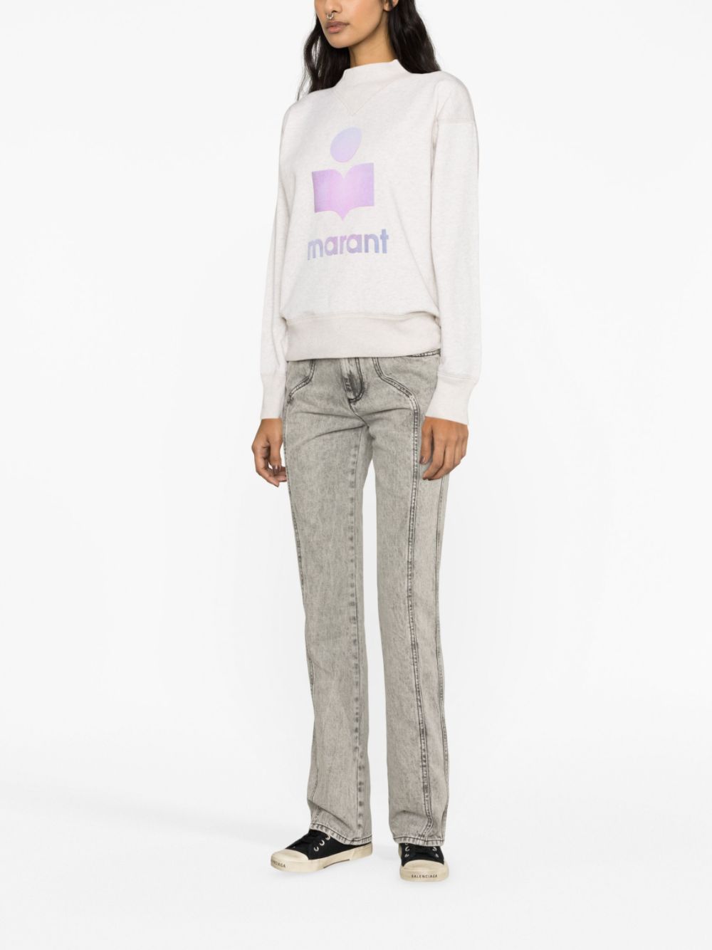 23FW 이자벨마랑 에뚜왈 / 여성 모빌리 로고 스웻셔츠 에크루 SW0003FA A3M56E 23EC STK - ISABEL MARANT ETOILE
