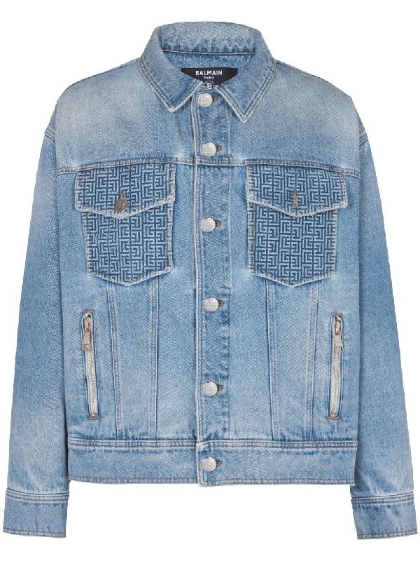  발망 / 남성 모노그램 더블포켓 데님 자켓 AH1TC145DD09 6FF Blue BPG - BALMAIN