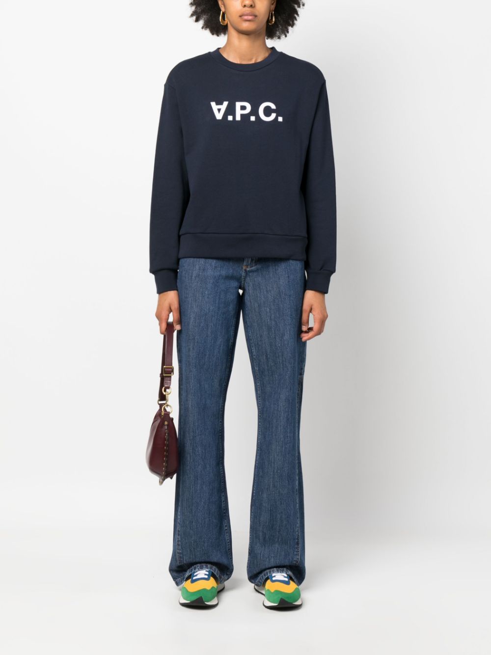 23FW 아페쎄 / 여성 엘리사 VPC 로고 스웨트셔츠 네이비 COFDX F27820 IAK STK - A.P.C.