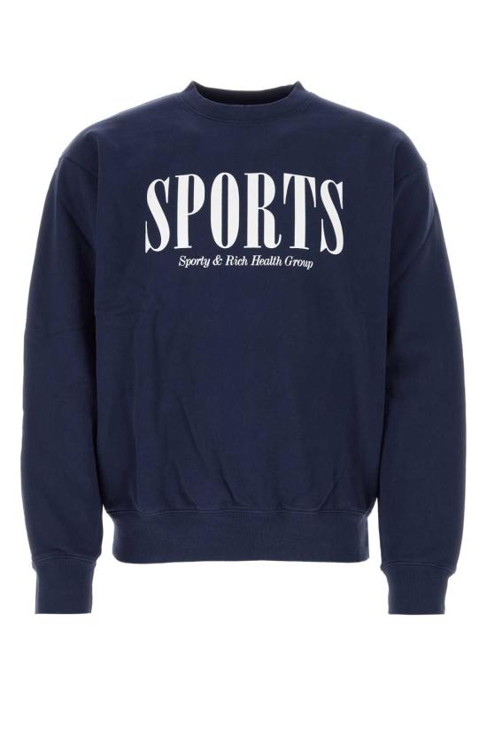 [Sporty & Rich스포티앤리치]23SS 스포티앤리치 후드 티셔츠 CR872NA NAVYWHITE Blue [W CONCEPT]