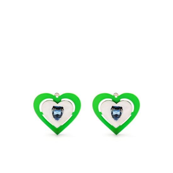 NEON HEART EARRINGS GREEN