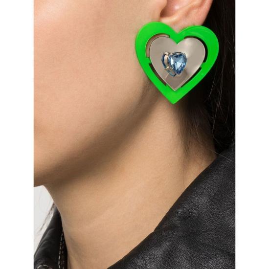 NEON HEART EARRINGS GREEN