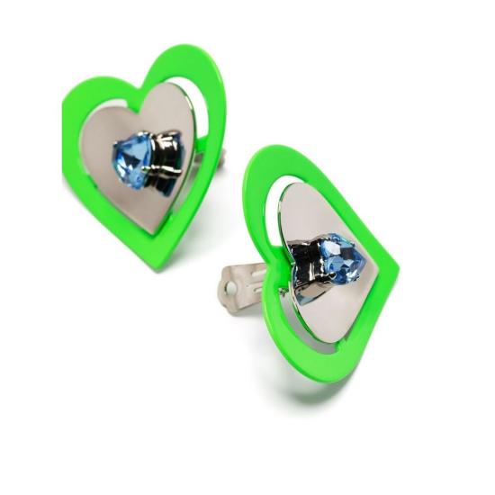 NEON HEART EARRINGS GREEN