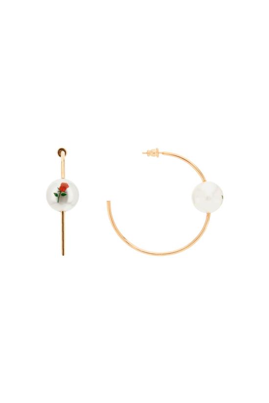 PEARL ROSES HOOP GOLD