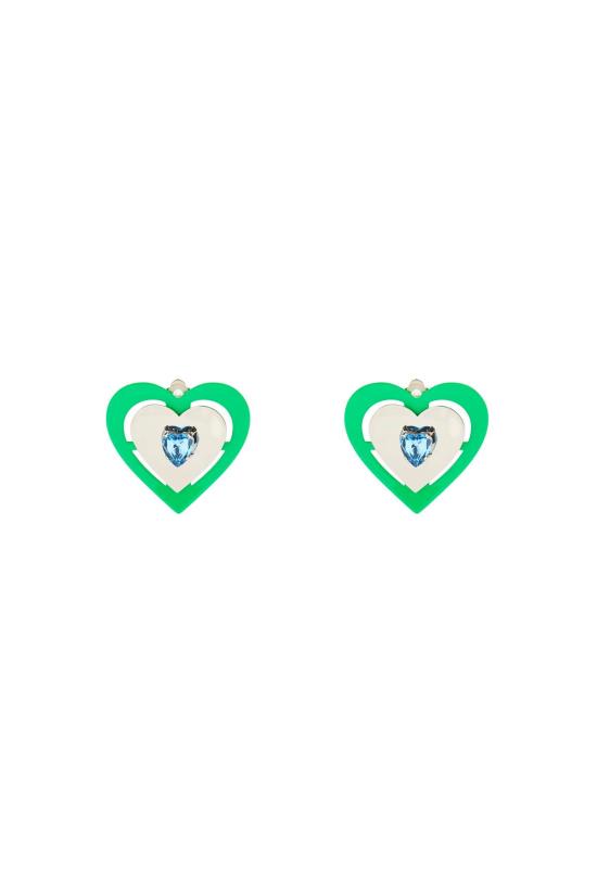 GREEN NEON HEART EARRINGS