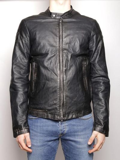 [해외] 17SS 조르지오 브라토 가죽 자켓 Pelle Stile Biker Con Abrasioni Nero를 입은 Giacca