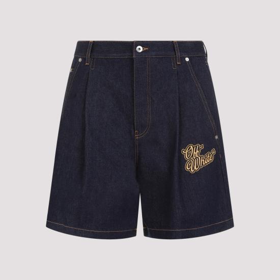 24SS 오프화이트 숏팬츠 OMYC021S24DEN002 4522 BLUE GOLD - OFF WHITE