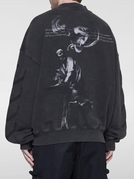 24FW 오프화이트 긴팔 티셔츠 OMBA070C99FLE0021077 Black - OFF WHITE