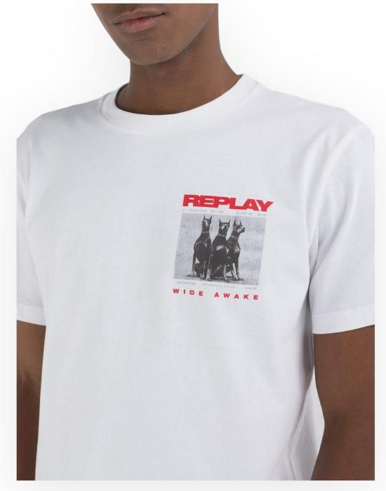 24SS 리플레이 반팔 티셔츠 M676600022662 001 bianco - REPLAY
