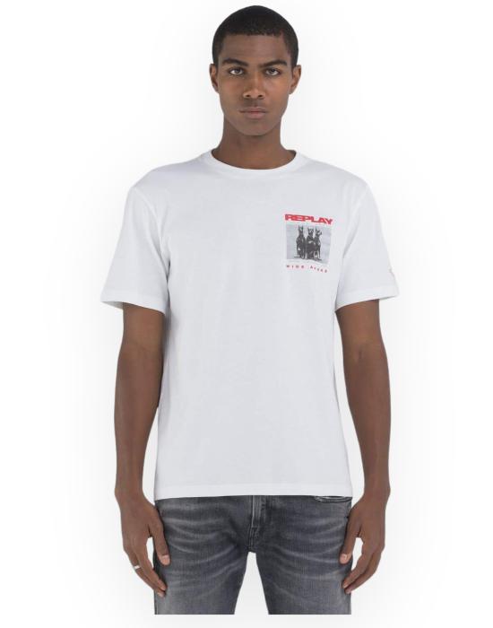 24SS 리플레이 반팔 티셔츠 M676600022662 001 bianco - REPLAY
