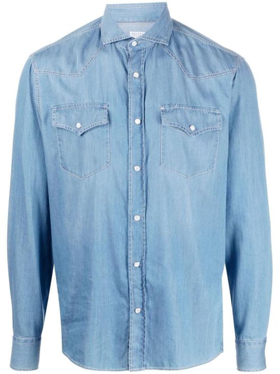 24FW 브루넬로 쿠치넬리 긴팔 셔츠 MR6834008CBT30 CLEAR BLUE - BRUNELLO CUCINELLI