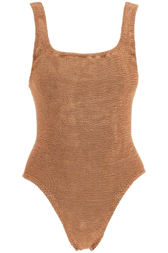 SQUARENECKSWIMMMETALLICCRINKLE BEIGE