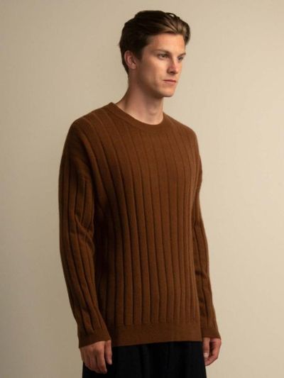 [해외] 퓨어 캐시미어 엔와이씨 스웨터 퓨어캐시미어 NYC 리브 크루넥  시에나