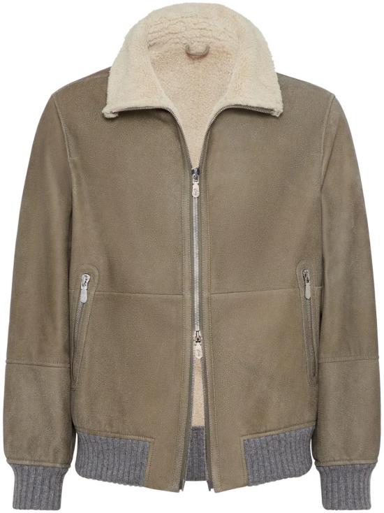  브루넬로 쿠치넬리 가죽 자켓 MPMTU1737CXS56 khaki - BRUNELLO CUCINELLI