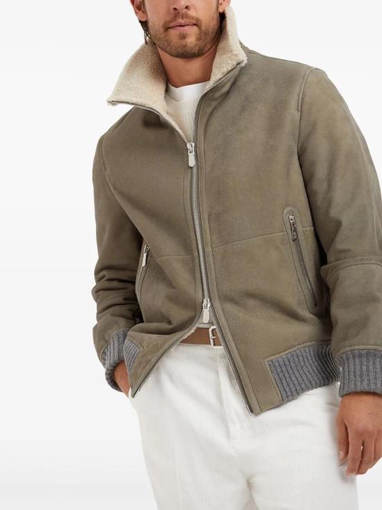  브루넬로 쿠치넬리 가죽 자켓 MPMTU1737CXS56 khaki - BRUNELLO CUCINELLI