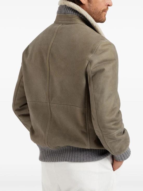  브루넬로 쿠치넬리 가죽 자켓 MPMTU1737CXS56 khaki - BRUNELLO CUCINELLI