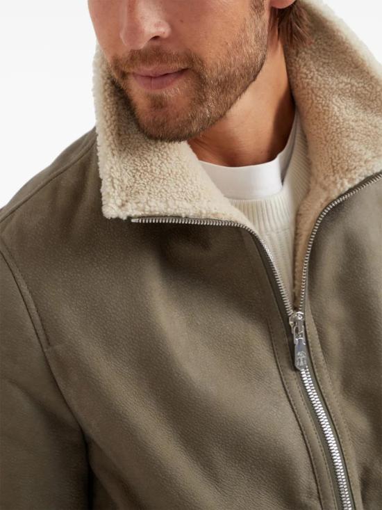  브루넬로 쿠치넬리 가죽 자켓 MPMTU1737CXS56 khaki - BRUNELLO CUCINELLI