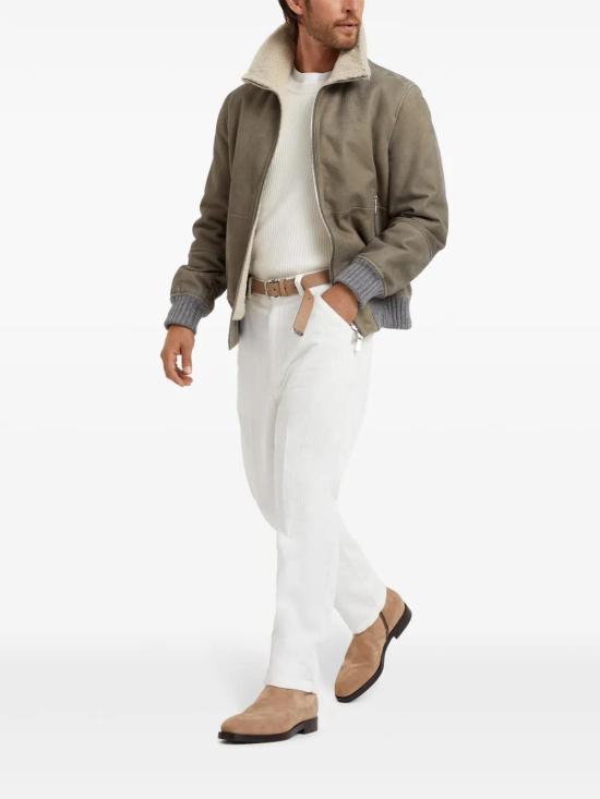  브루넬로 쿠치넬리 가죽 자켓 MPMTU1737CXS56 khaki - BRUNELLO CUCINELLI