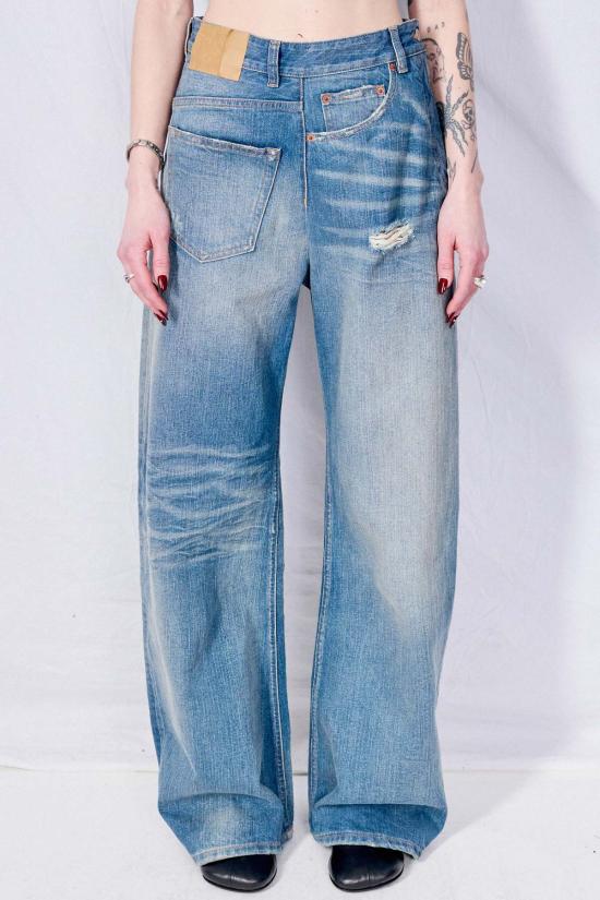  MM6 메종마르지엘라 데님 팬츠 Mm6 메종 마르지엘라 블루 트위스트 와이드 레그 진 블루 - MM6 MAISON MARGIELA