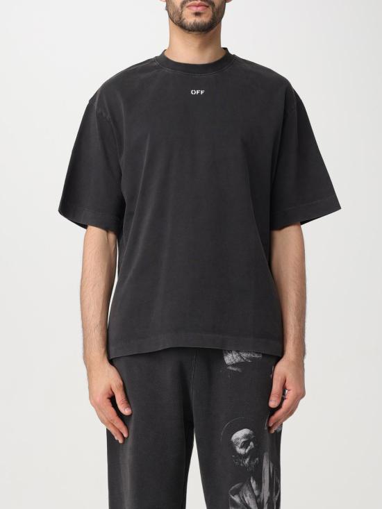24FW 오프화이트 반팔 티셔츠 OMAA120C99JER006 1077 Black - OFF WHITE