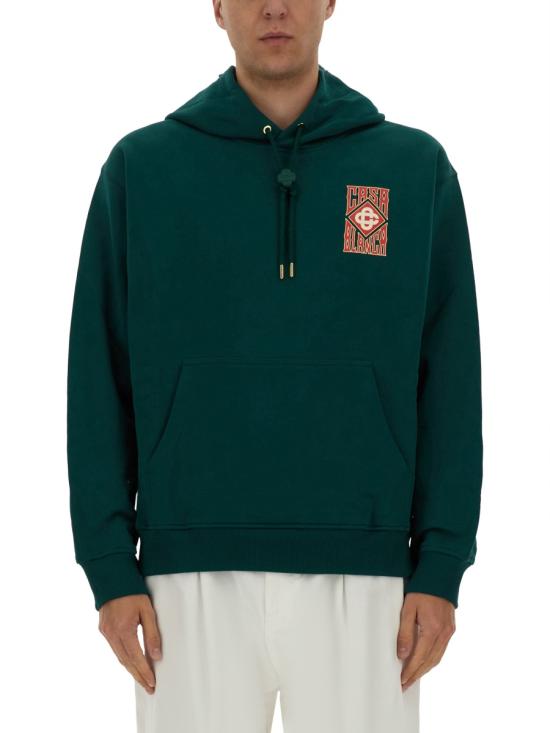 25SS 카사블랑카 후드 티셔츠 MS25 JTP 292 01GOTHICSTACKEDLOGO GREEN