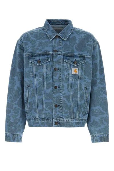 [해외] 칼하트 데님 자켓 카하트 프린트 데님 덕 헬스턴 재킷 블루