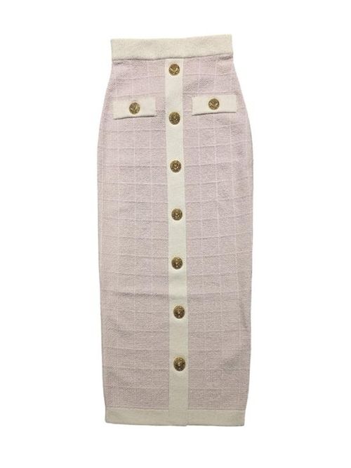 [해외] 26SS 발망 롱 스커트 GF1LD024KJ48 OIB ROSE PALE NATUREL OIB