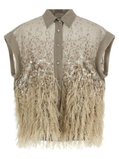 [해외] 26SS 브루넬로 쿠치넬리 블라우스 MF940RK106C4274 Beige