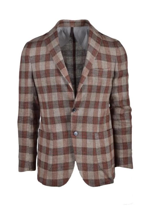 22SS Laboratori Italiani 자켓 체크무늬 갈색 린넨 재킷