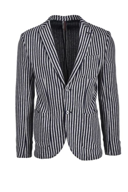 22SS Laboratori Italiani 자켓 맞춤 제작된 파란색과 베이지색 줄무늬 재킷