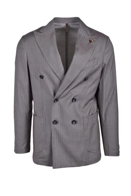 22SS Laboratori Italiani 자켓 핀스트라이프가 있는 더블 브레스트 브라운 재킷