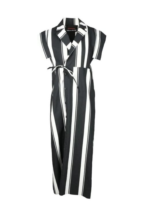 [해외] 23SS Collection Privee? 롱 원피스 여성용 셔츠형  - 블랙/화이트