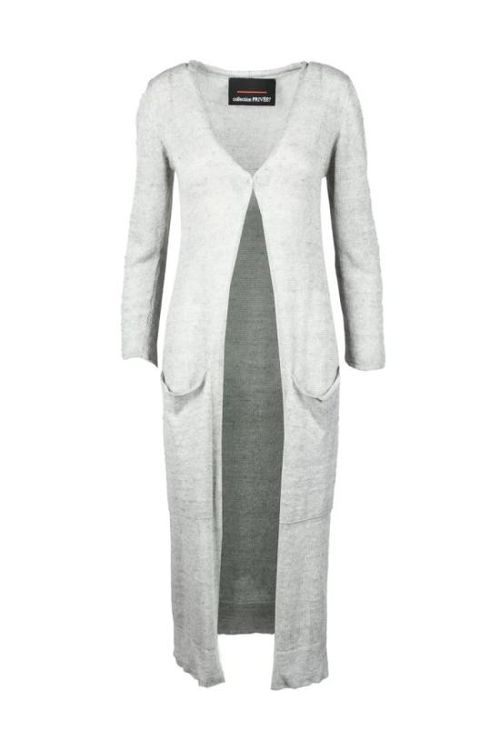[해외] 23SS Collection Privee? 가디건 라이트 그레이 롱 오픈 프론트 가디건