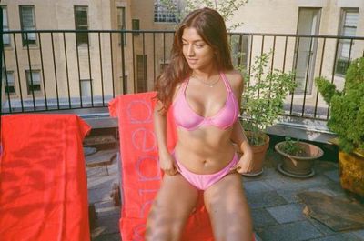 [해외] RAQ 비키니 수영복 Raq India 멀티웨이 언더와이어 D+컵 전용 비키니 탑 핫핑크 쉬머