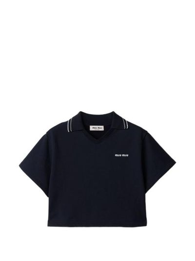 [해외] 26FW 미우미우 폴로 티셔츠 MJNA41191LSOOOF0008 Navy blue