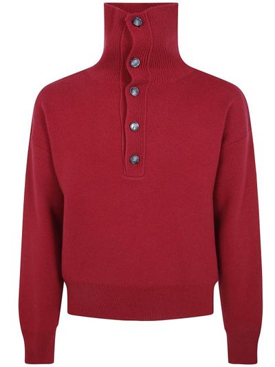 [해외] 26FW 아미 브라운 하이 버튼 칼라 울 스웨터 UKS885 KN0192 A186 RED RUBIN